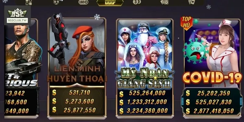 Hệ thống sản phẩm hấp dẫn trong mục nổ hũ tại B52